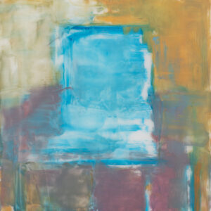 Extinct Series by Elena Zolotnitsky. blue chair oil painting on Mylar mounted and framed.
