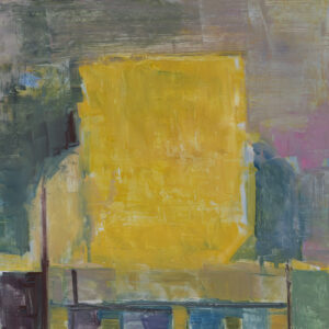 Green MZ. Part of Elena Zolotnitsky's Extint Series. Yellow chair oil on mylar