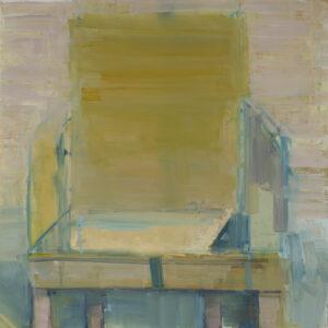 Here and Now, The Etintc Series by Elena Zolotnitsky. Yellow chair oil on mylar