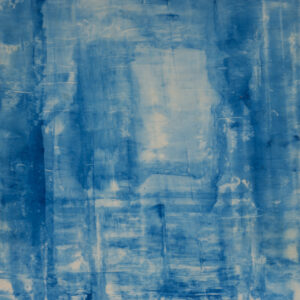 Blue oil painting on mylar on mounted panel by Elena Zolotnitsky