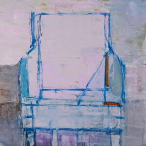 Mondrainish part of the Extinct Series by Elena Zolotnitsky. pink chair Oil painting on mylar on panel
