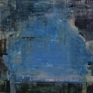 Indigo, artwork by Elena Zolotnisky blue chair, oil on mylar
