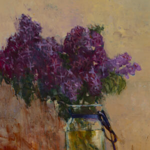 Summer Breeze Violet floral oil on mylar painted by Elena Zolotnitsky