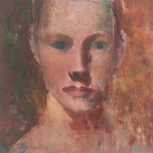 April, painting by Elena Zolotnitsky. Oil on paper, framed.